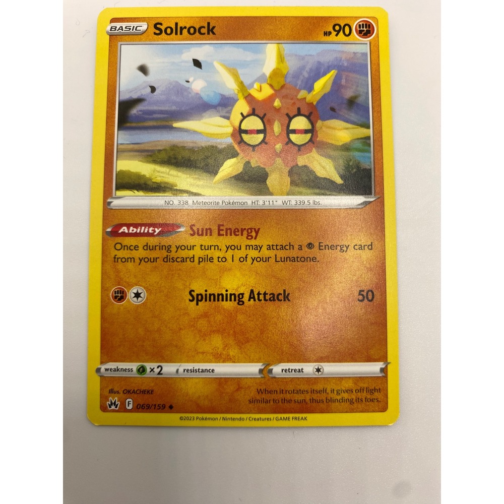 Pokemon Trading Card‎ Yellow Solrock 069/159 Crown Zenith Uncommon Collectible